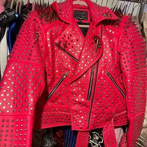 Leather spike jacket